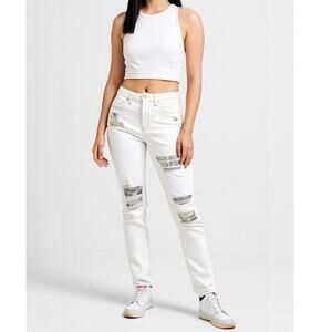 Ramy Brook Mid Rise Skinny White Jeans Chain Link Patterned NWT Women’s 28